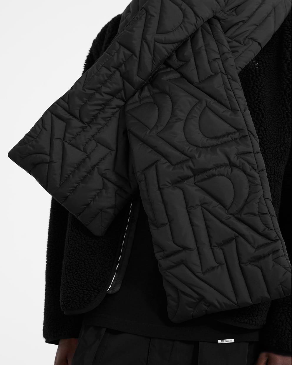 Initial Quilted Scarf - Black